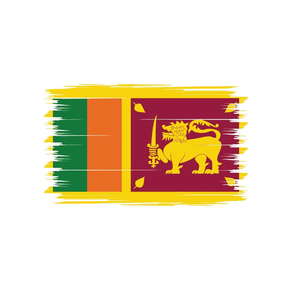 Sri Lanka flag vector with watercolor brush style