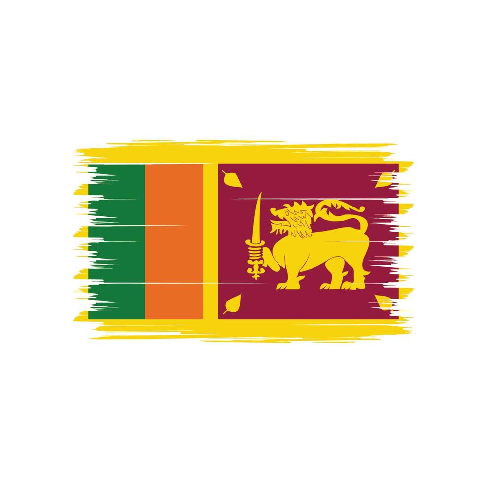 Sri Lanka flag vector with watercolor brush style