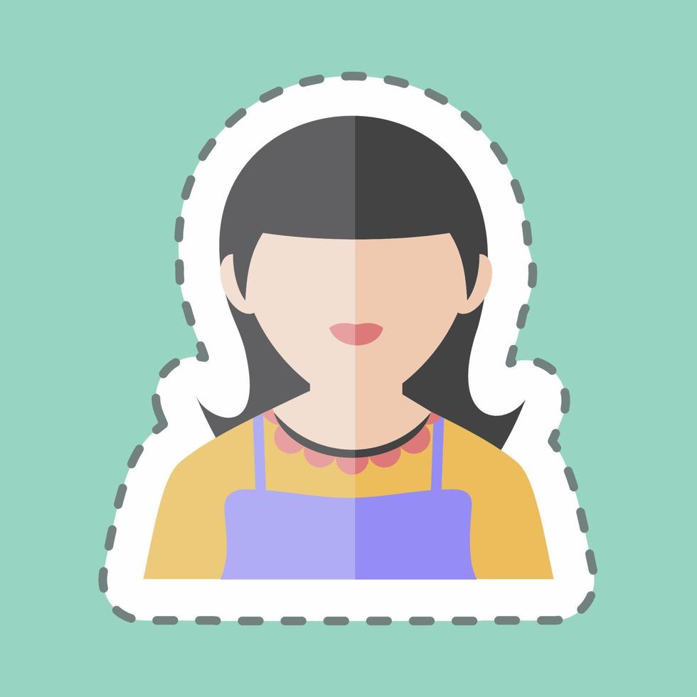 Maid Sticker in trendy line cut isolated on blue background vector