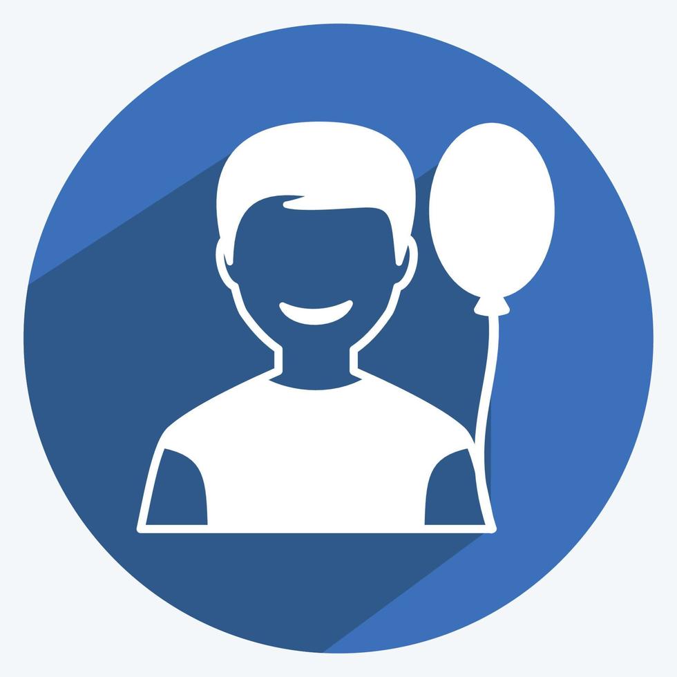 Holding balloons Icon in trendy long shadow style isolated on soft blue background vector