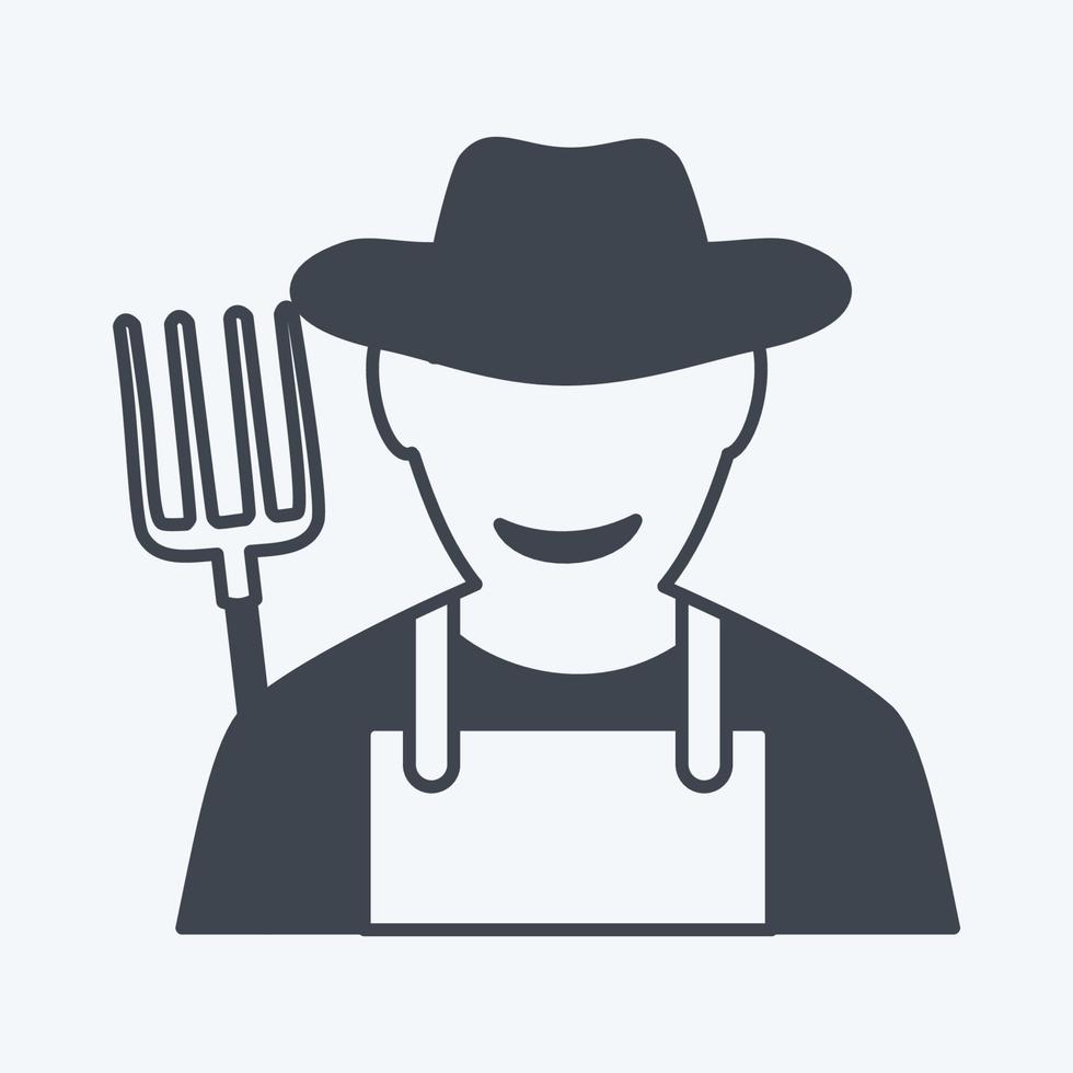 Farmer Icon in trendy glyph style isolated on soft blue background vector