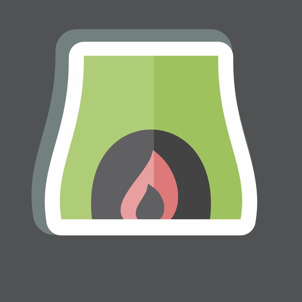 Fireplace Sticker in trendy isolated on black background vector