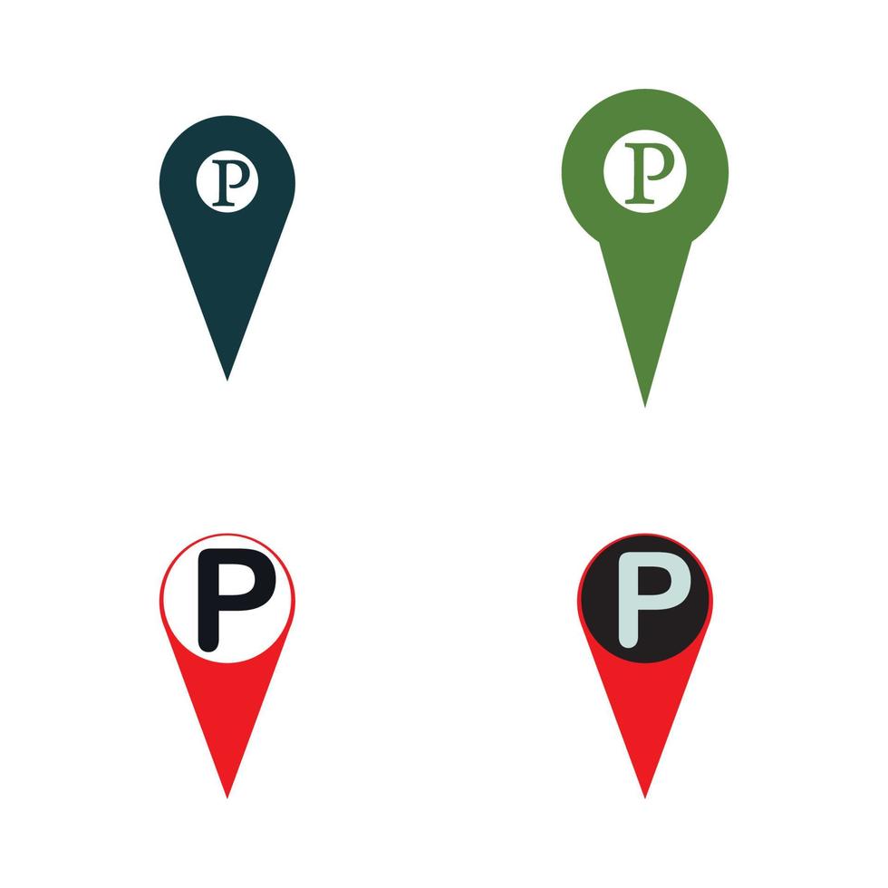 Parking location pin vector icon illustration design template