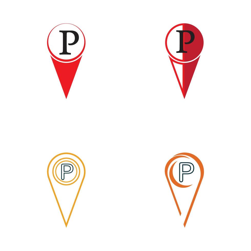 Parking location pin vector icon illustration design template