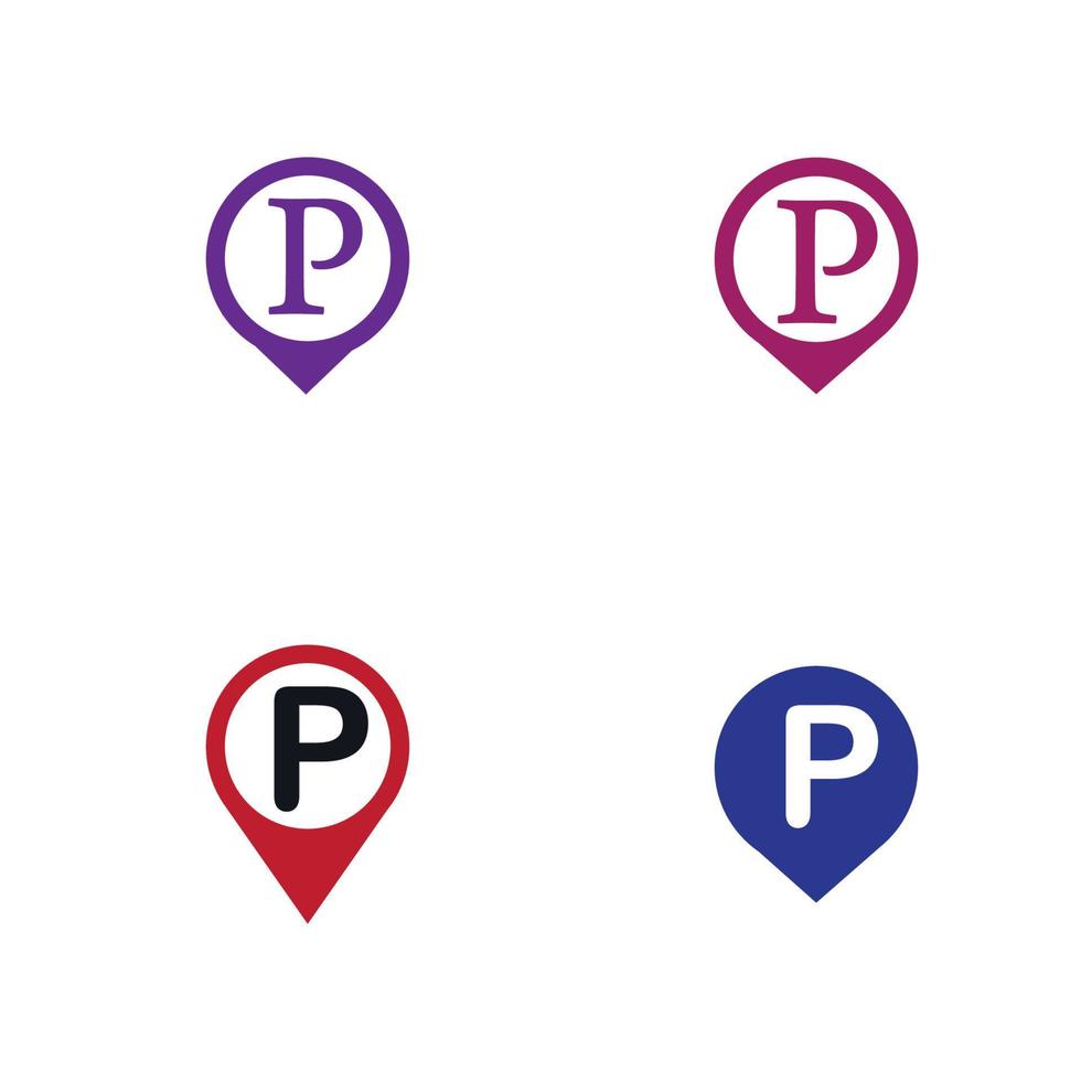 Parking location pin vector icon illustration design template