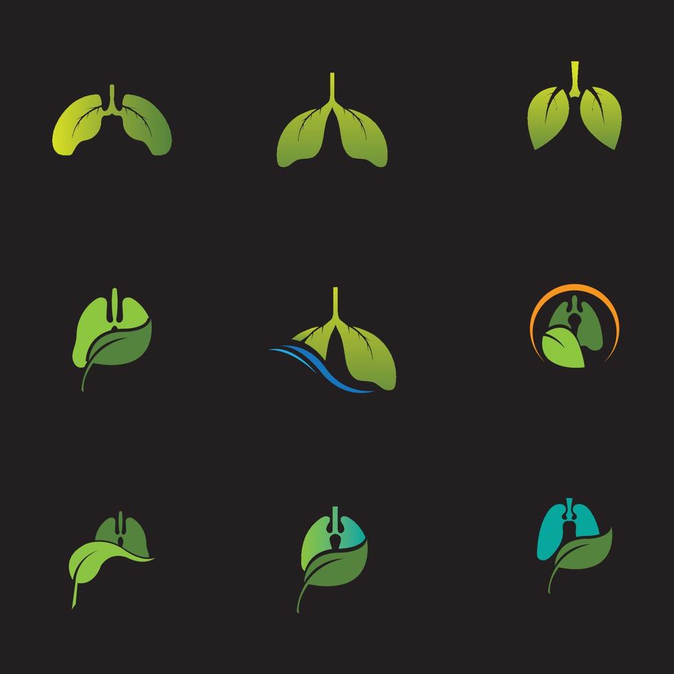 Plantilla de diseño de ilustración de logotipo de vector de pulmones verdes, este logotipo con hoja.