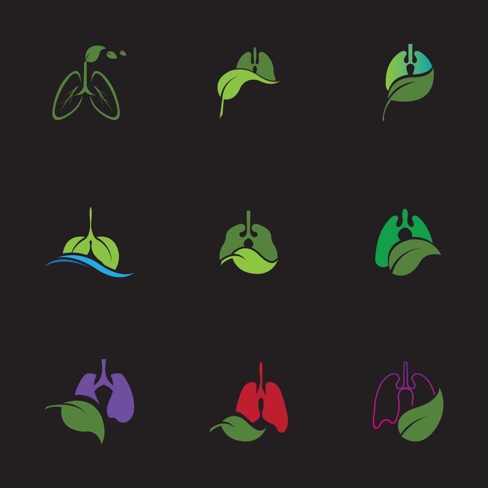 Plantilla de diseño de ilustración de logotipo de vector de pulmones verdes, este logotipo con hoja.