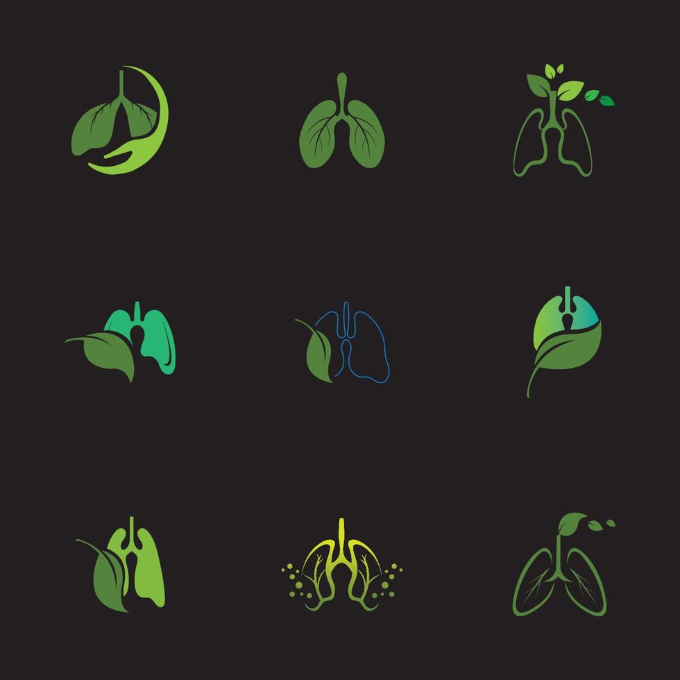 Plantilla de diseño de ilustración de logotipo de vector de pulmones verdes, este logotipo con hoja.