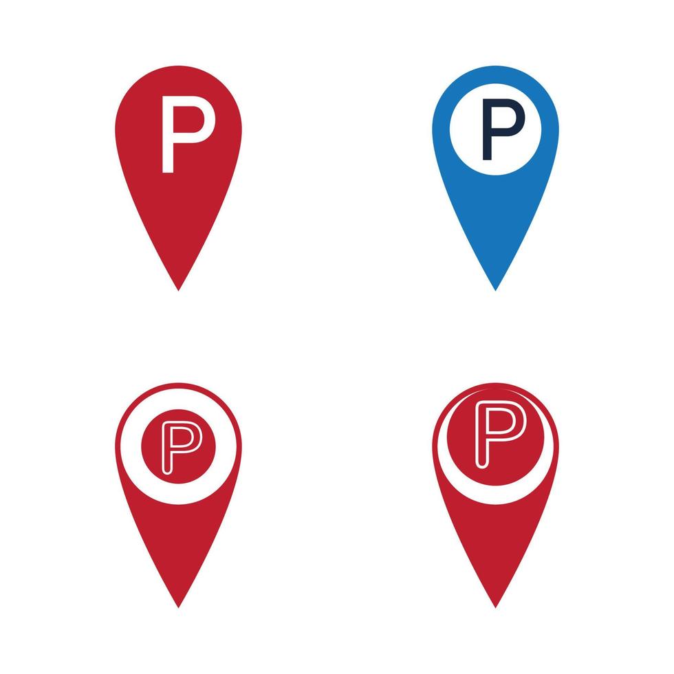 Parking location pin vector icon illustration design template