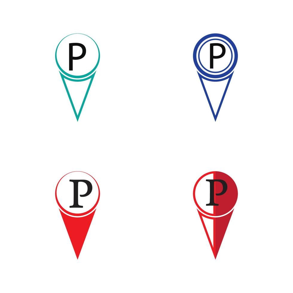 Parking location pin vector icon illustration design template