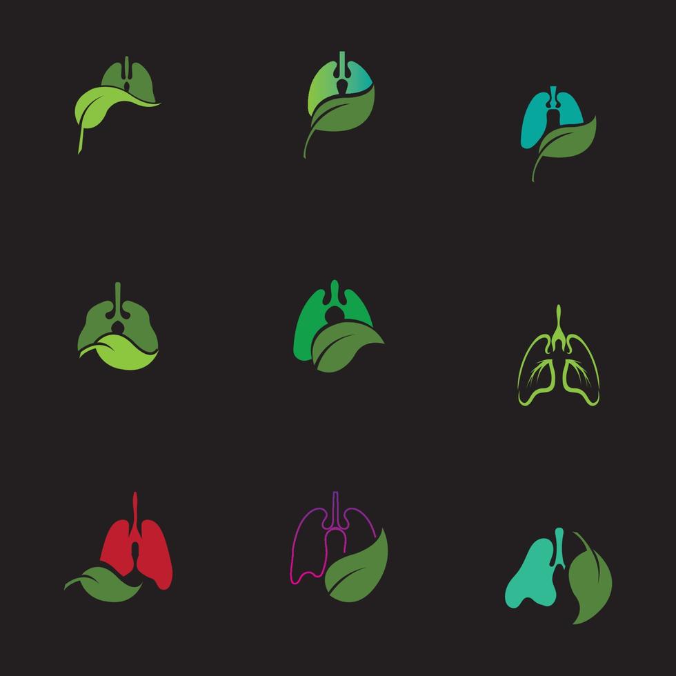 Green Lungs vector logo illustration design template,This logo with leaf.