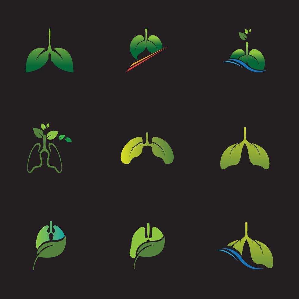 Green Lungs vector logo illustration design template,This logo with leaf.