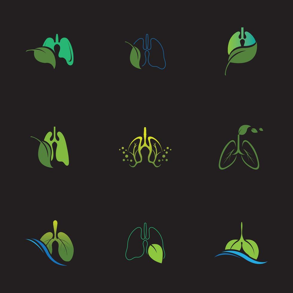 Plantilla de diseño de ilustración de logotipo de vector de pulmones verdes, este logotipo con hoja.