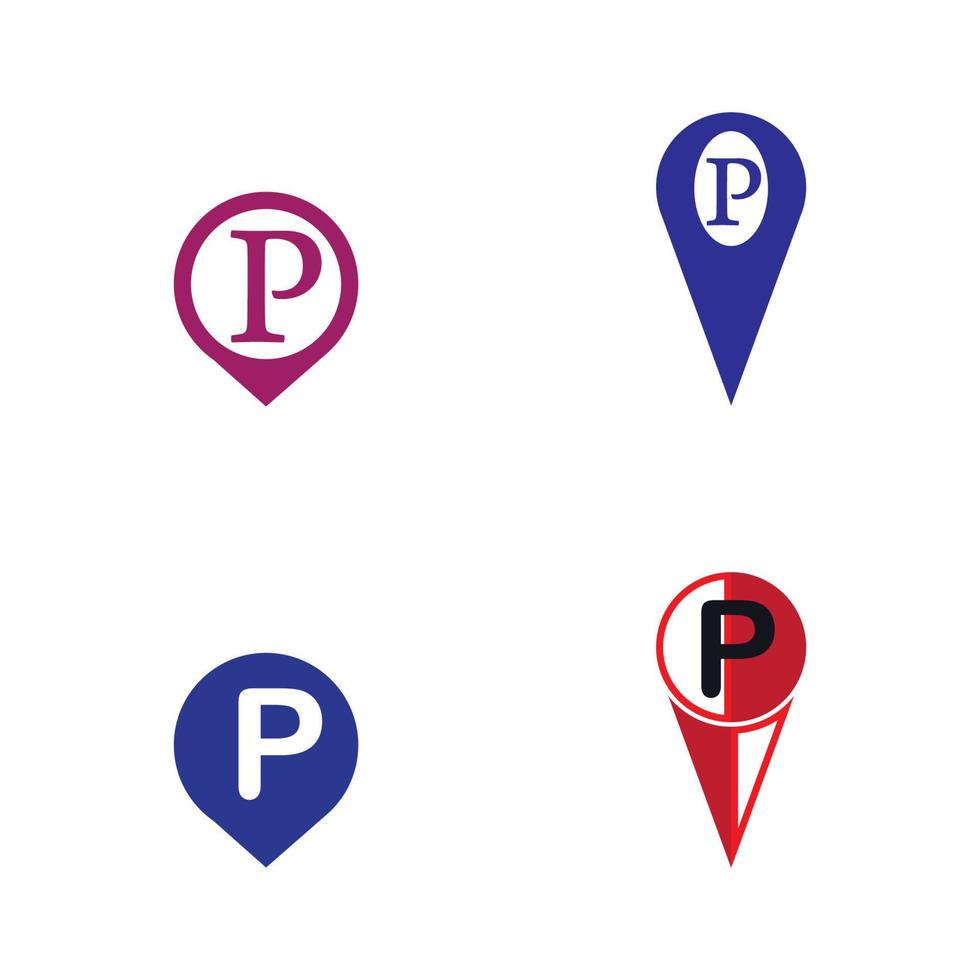 Parking location pin vector icon illustration design template