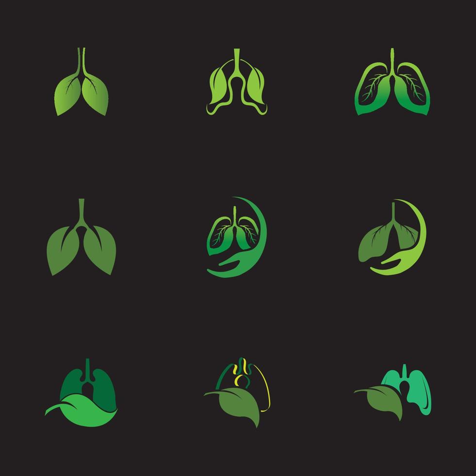 Plantilla de diseño de ilustración de logotipo de vector de pulmones verdes, este logotipo con hoja.