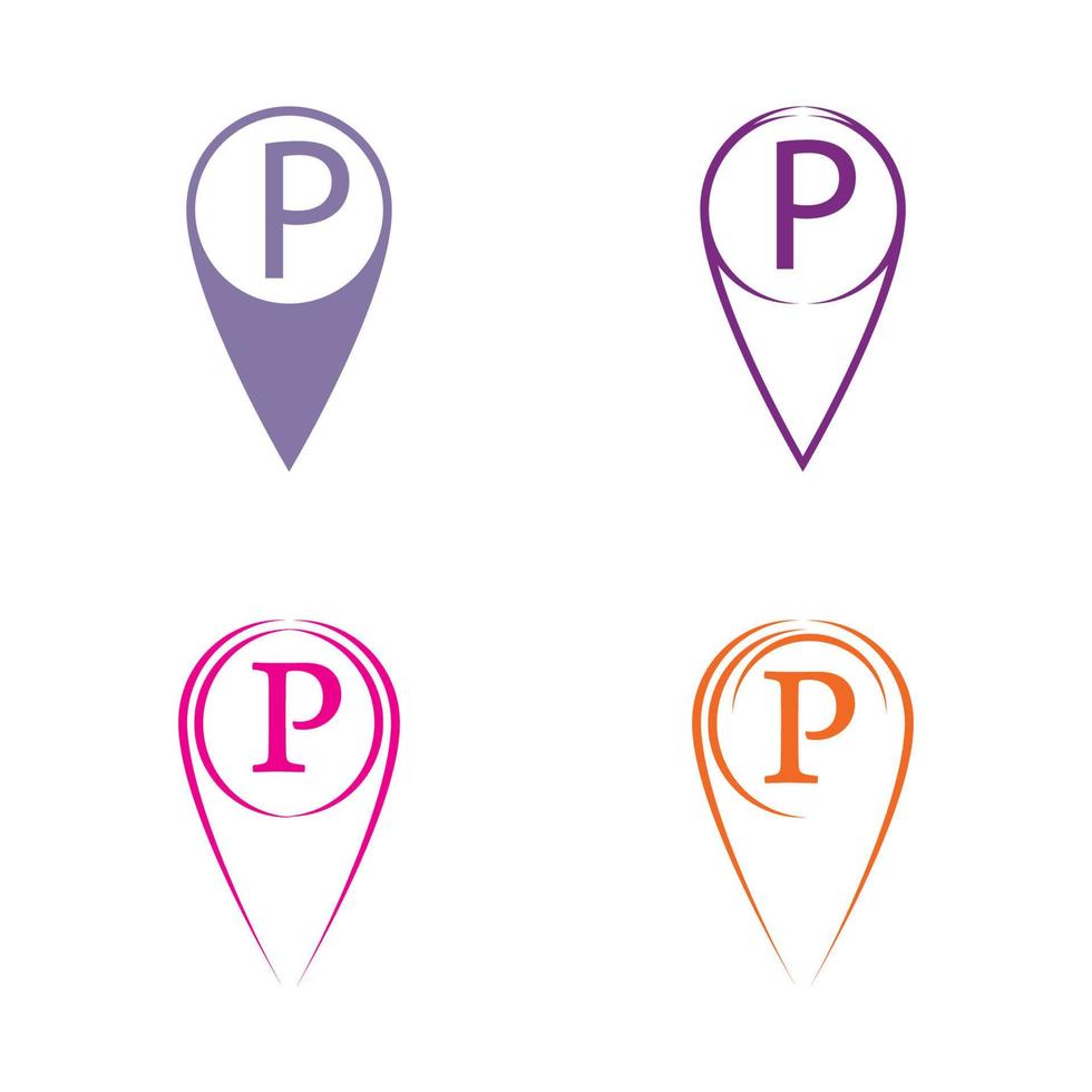 Parking location pin vector icon illustration design template