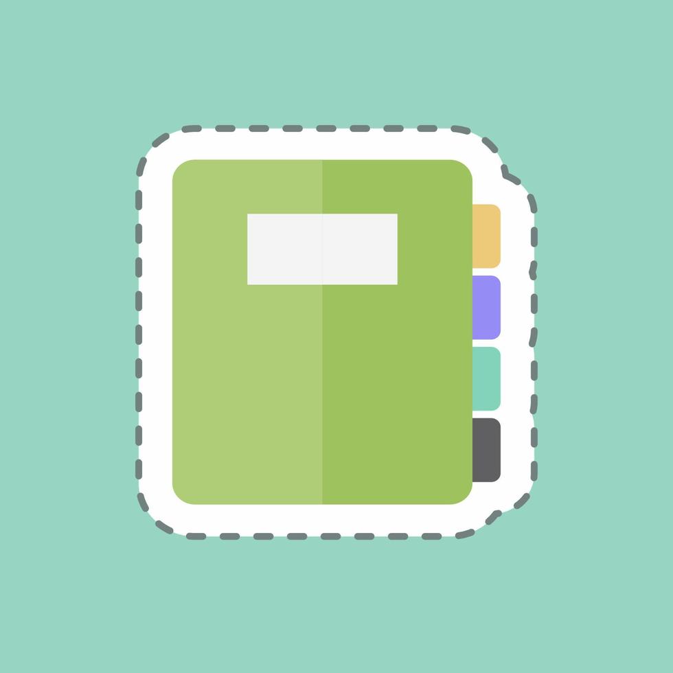 Diary Sticker in trendy line cut isolated on blue background vector