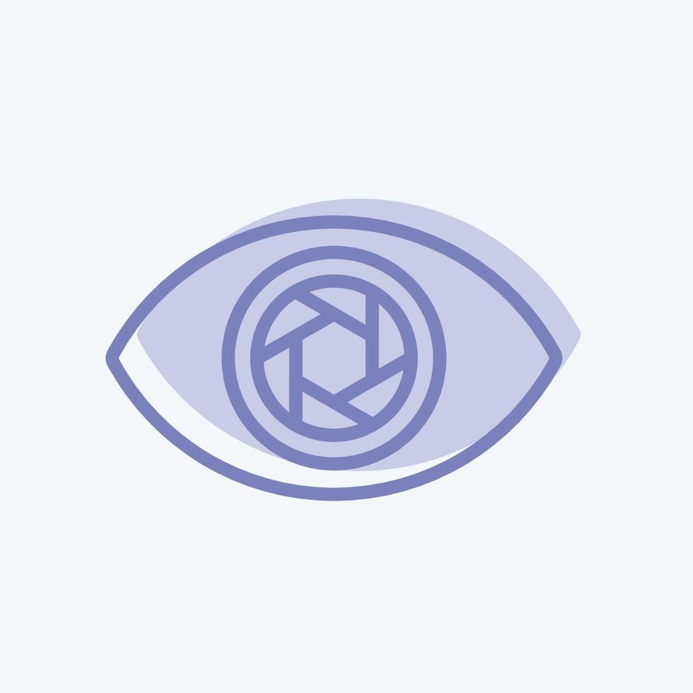 Eye Icon in trendy two tone style isolated on soft blue background vector