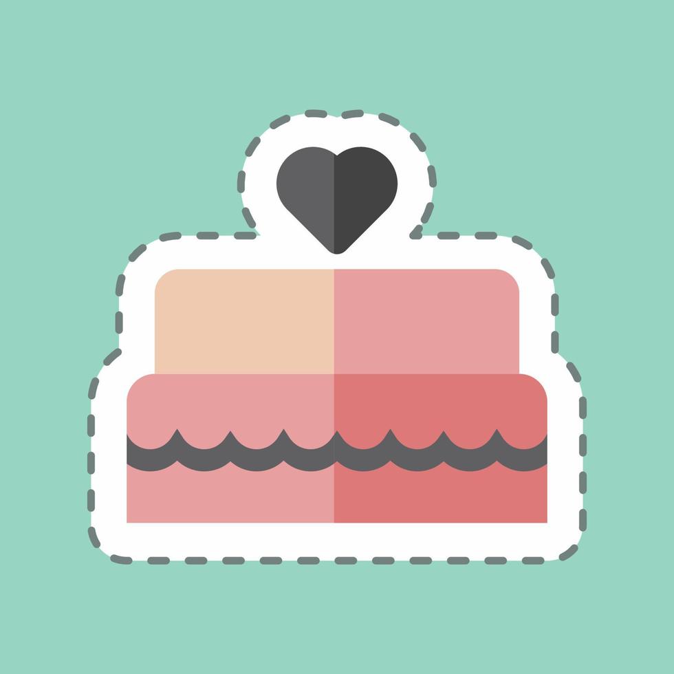 Wedding Cake I Sticker in trendy line cut isolated on blue background vector