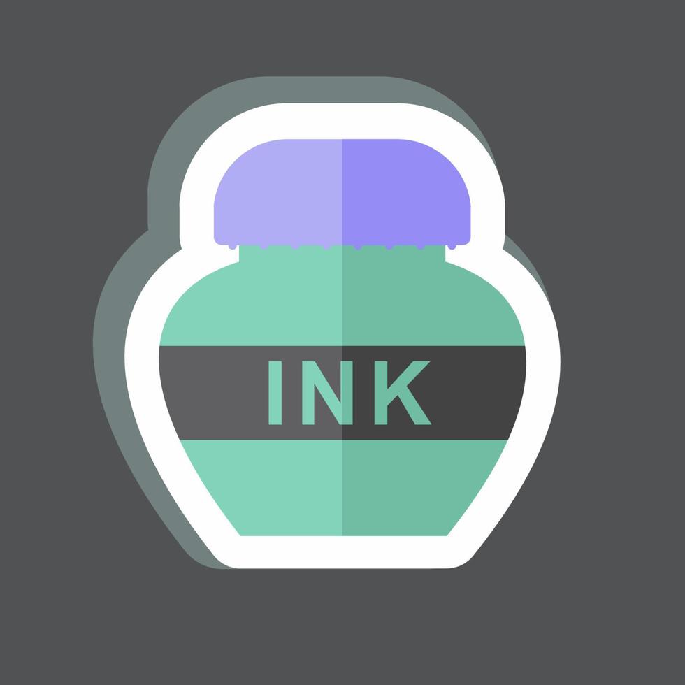 Ink Bottle Sticker in trendy isolated on black background vector