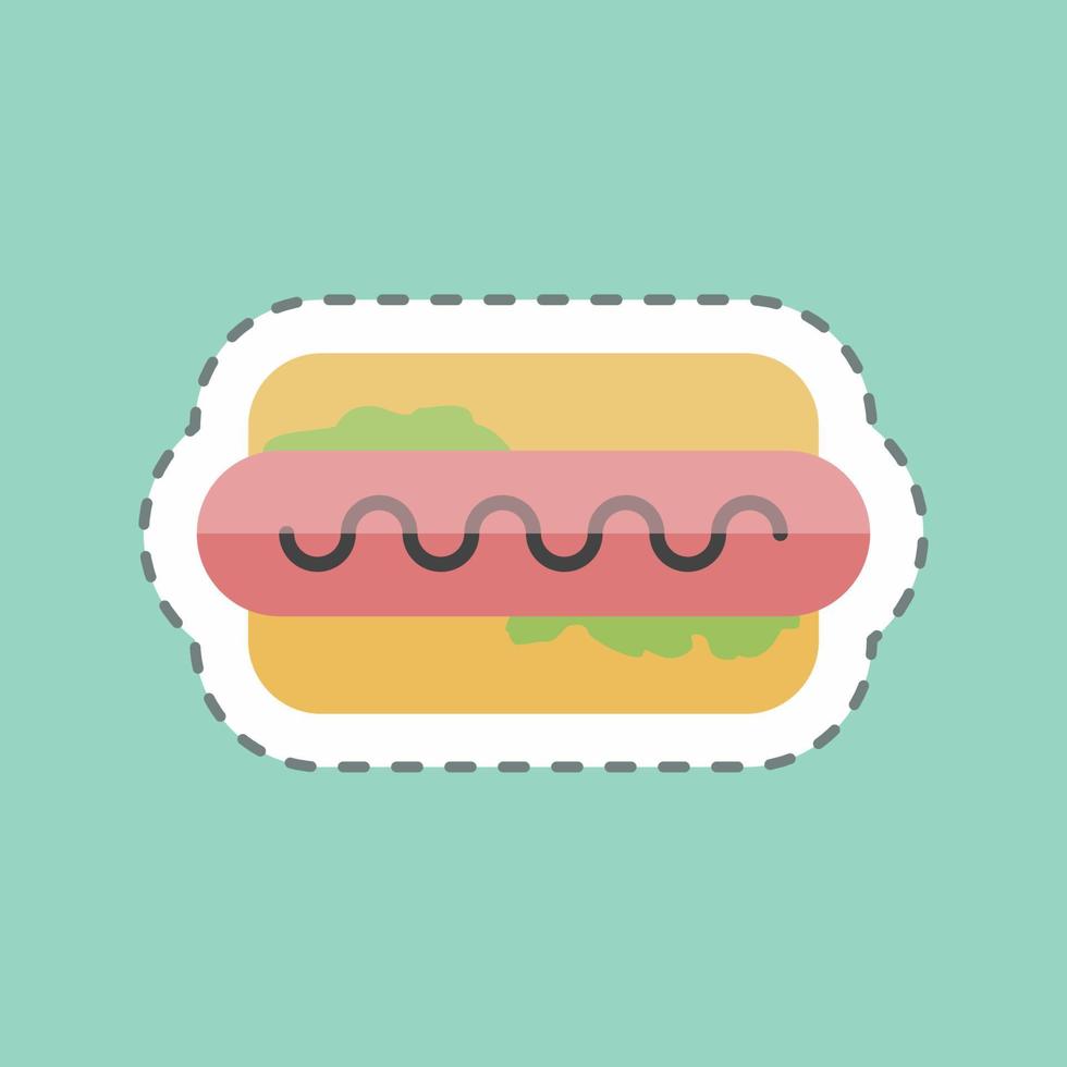 Hot Dog Sticker in trendy line cut isolated on blue background vector