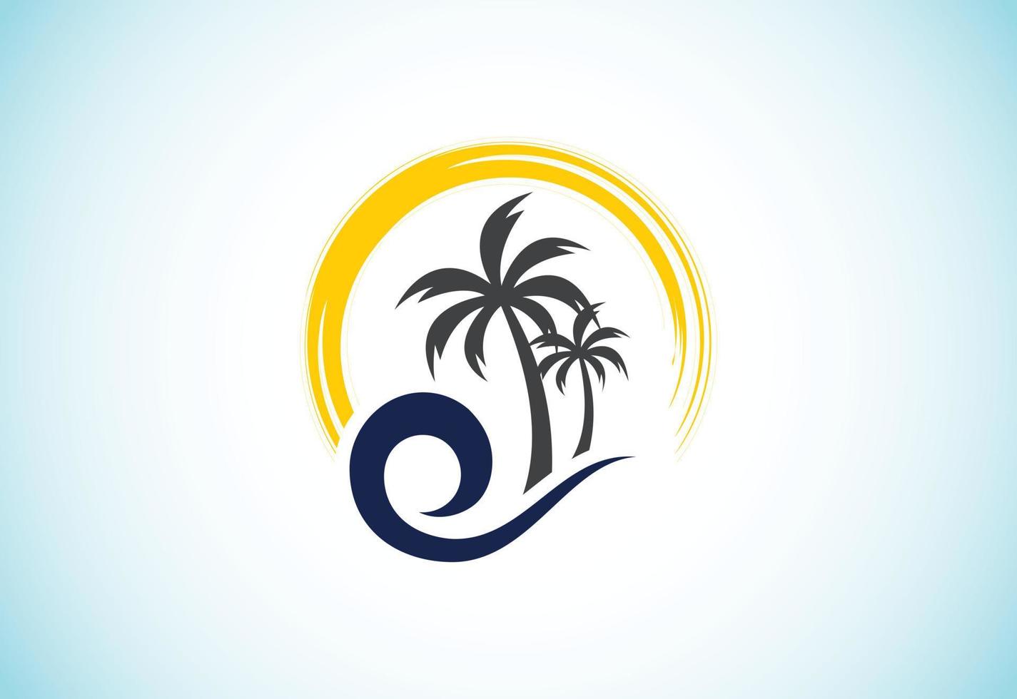 Simple modern Unique tropical beach logo design vector