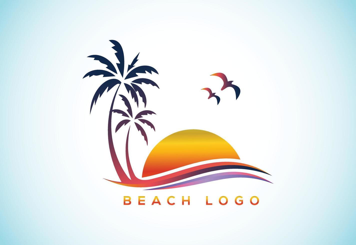 Simple modern Unique tropical beach logo design vector