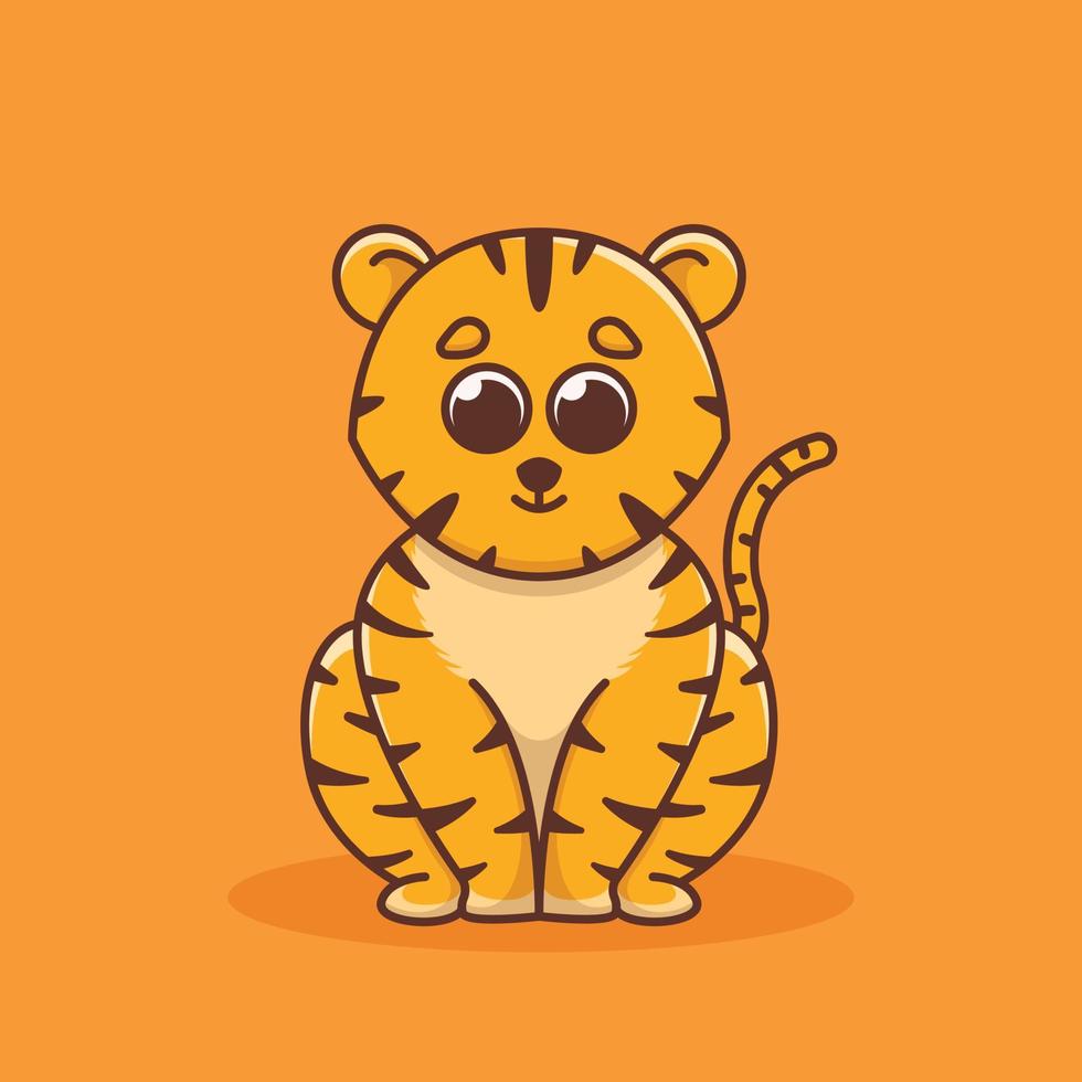 Cute tiger illustration in flat design vector