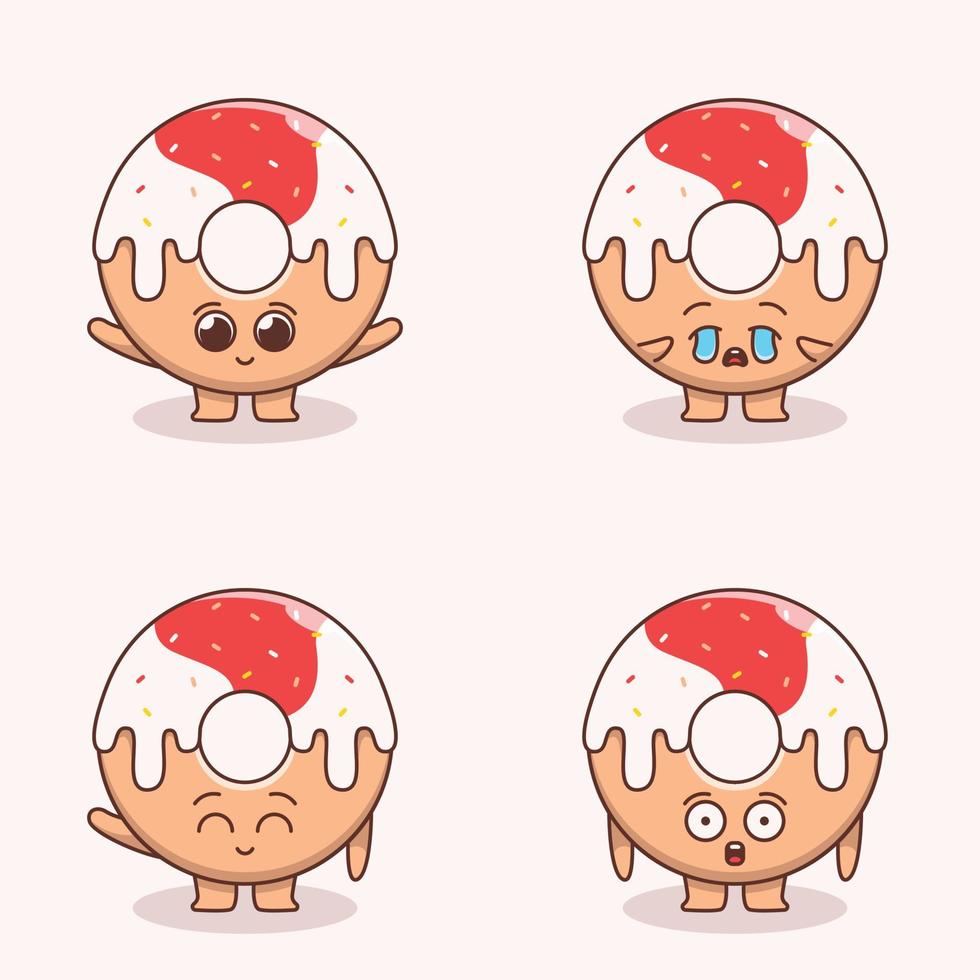 Set of cute donut illustration vector