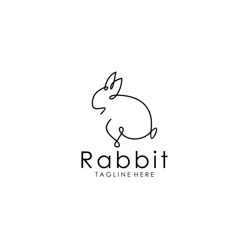 Rabbit, one line style logo art drawing. mono line rabbit logo. simple and modern style. continuous line rabbit vector