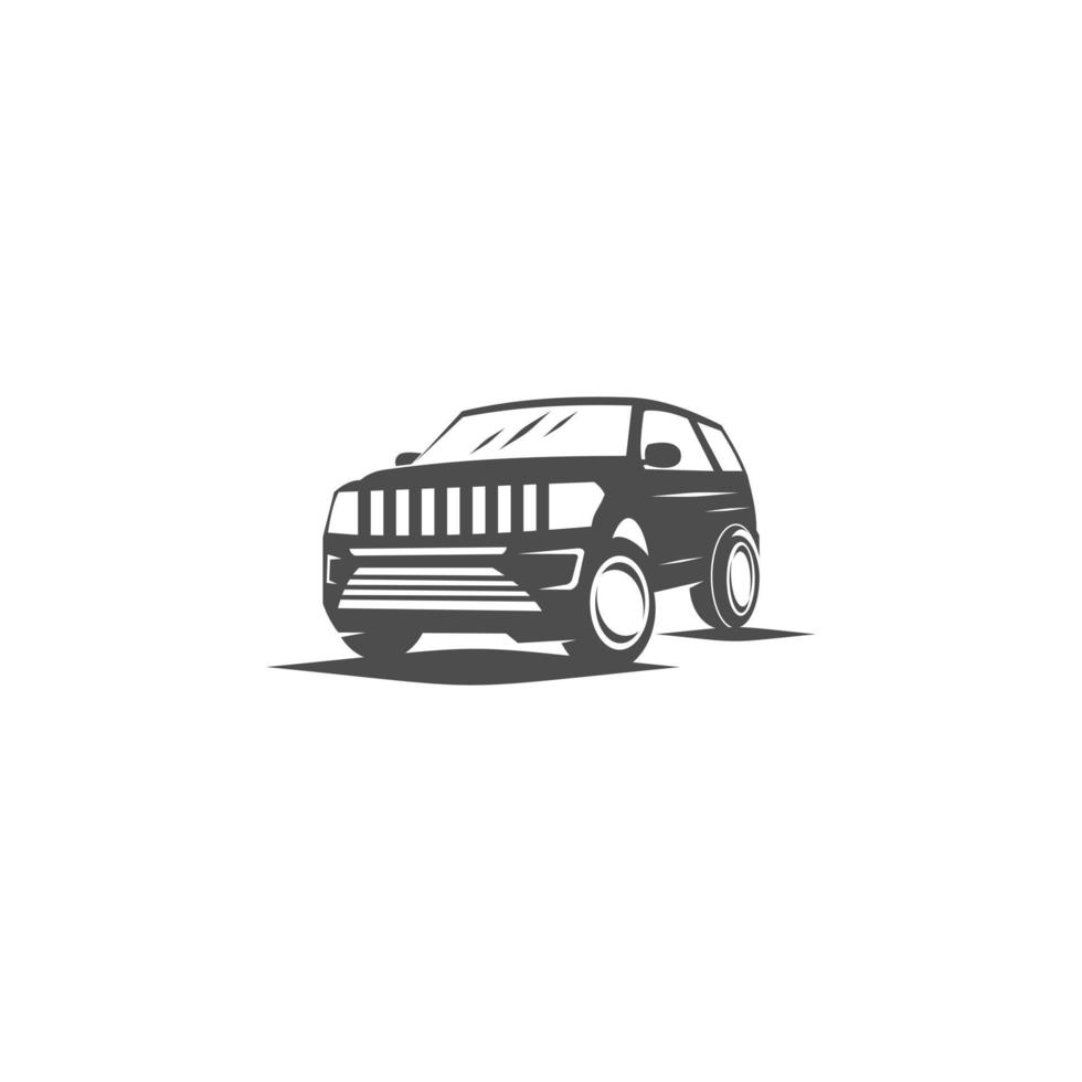 Modern suv logo template, offroader car stylized vector silhouette.