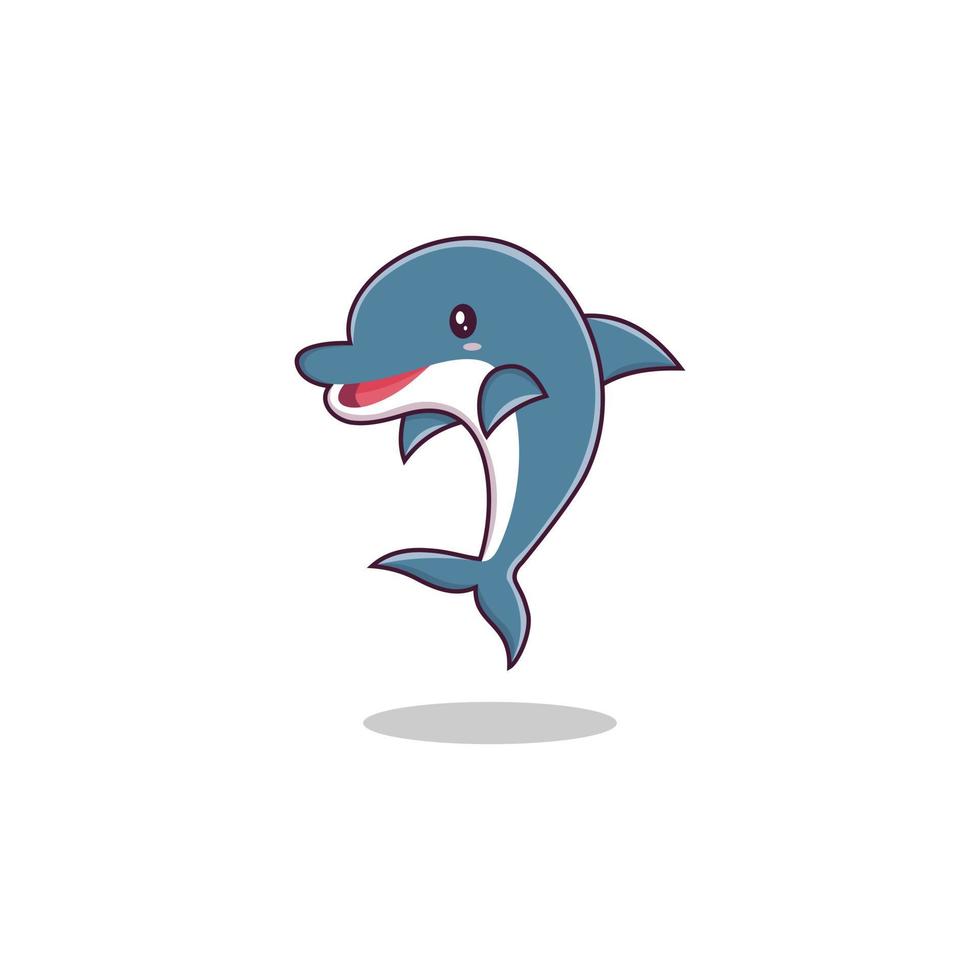 Cute cartoon dolphin. Vector illustration.