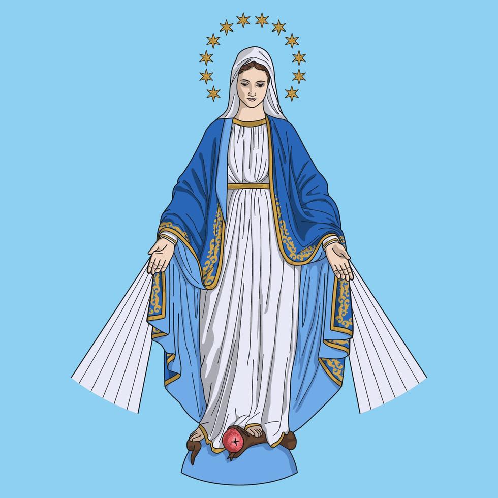 Our Lady of Grace Colored Vector Illustration