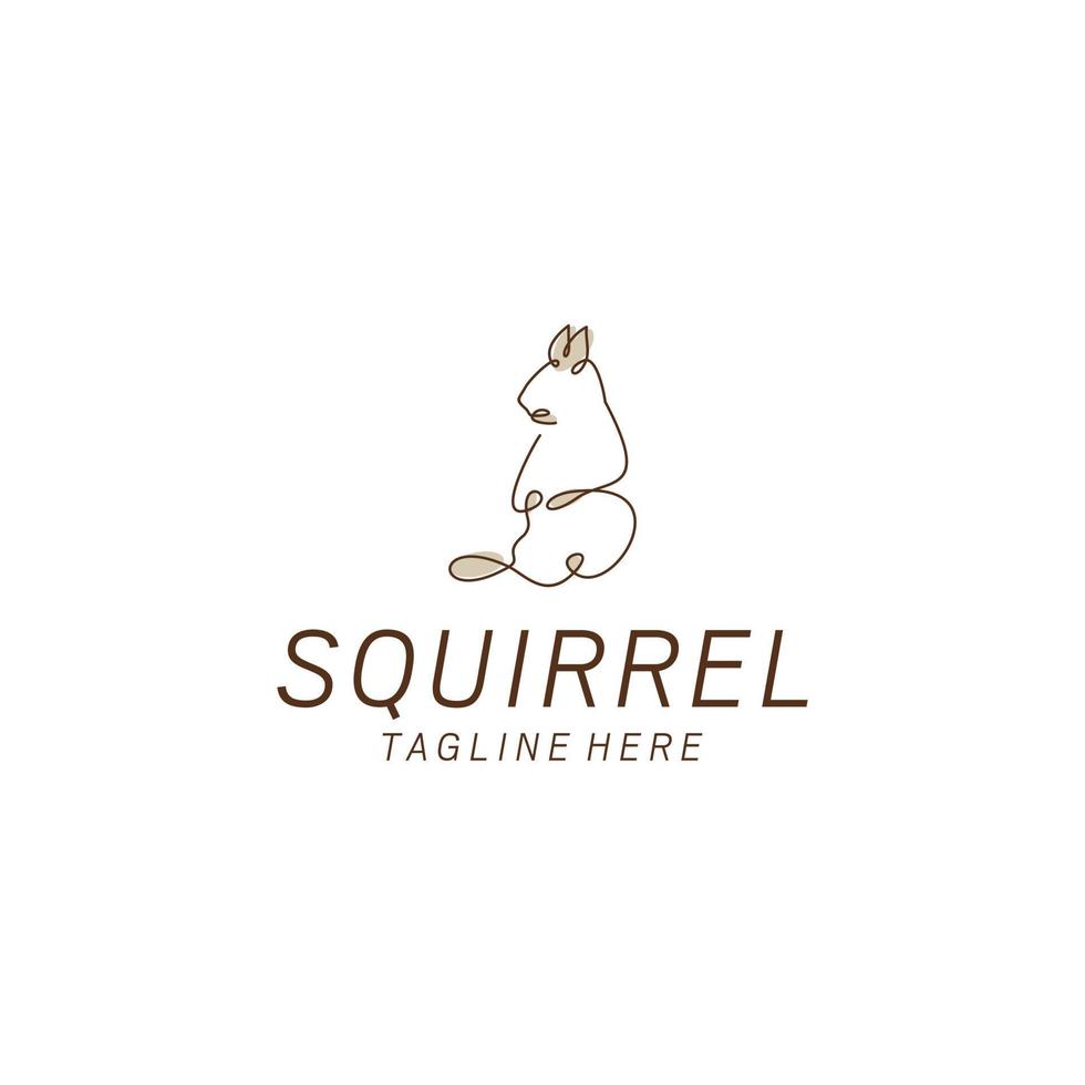 Squirrel, one line style logo art drawing. mono line squirrel logo. simple and modern style. continuous line squirrel vector