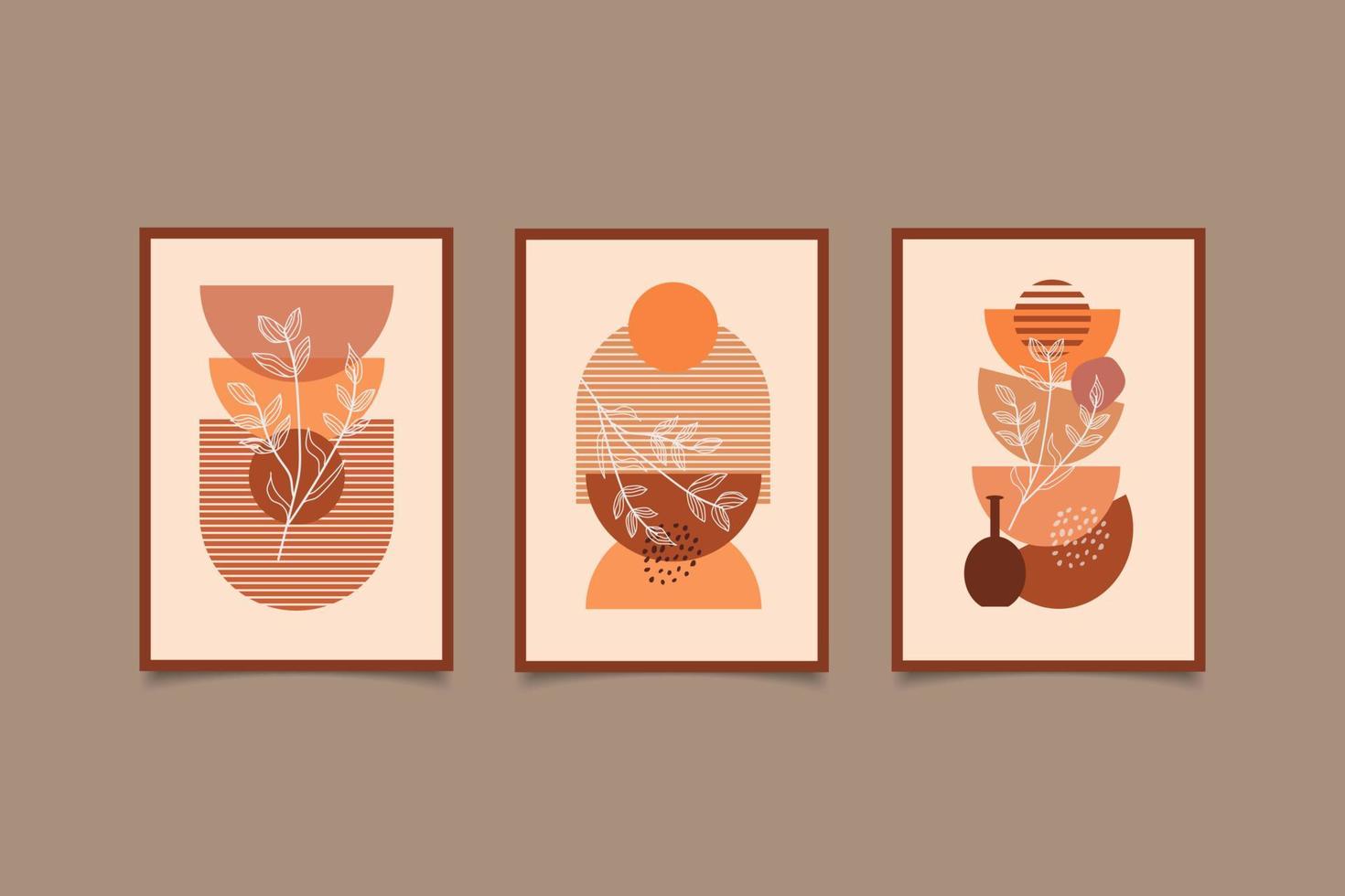 Boho modern botanical wall collection vector