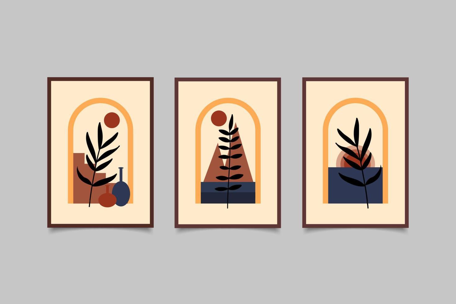 colección de arte de pared botánico boho vector