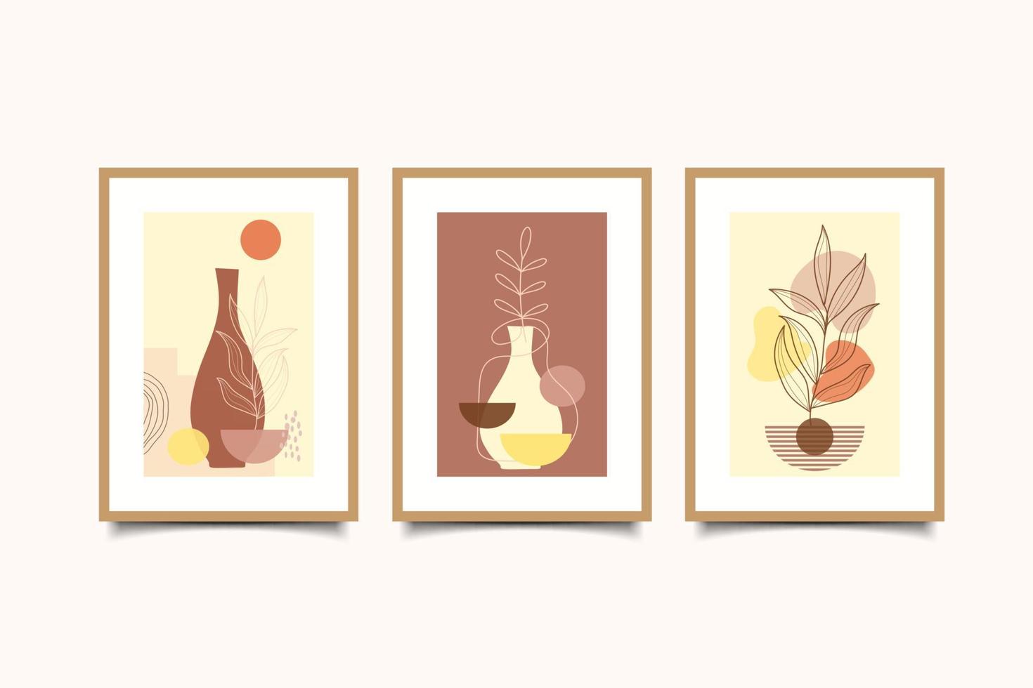 Boho contemporary wall set art colllection vector