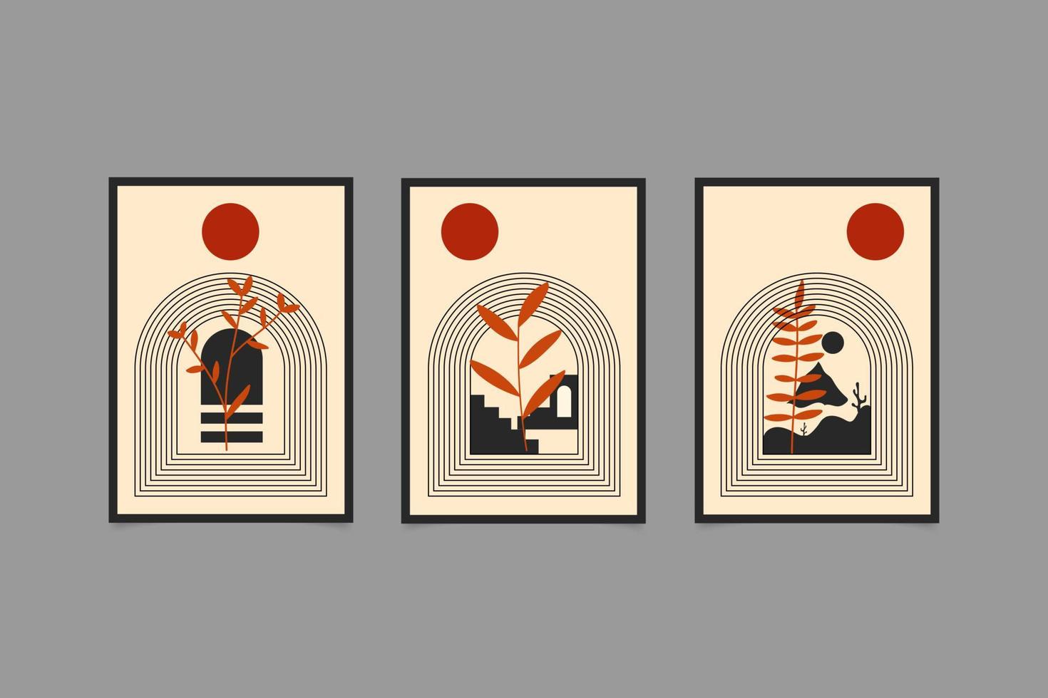 colección de conjunto de arte moderno botánico boho vector