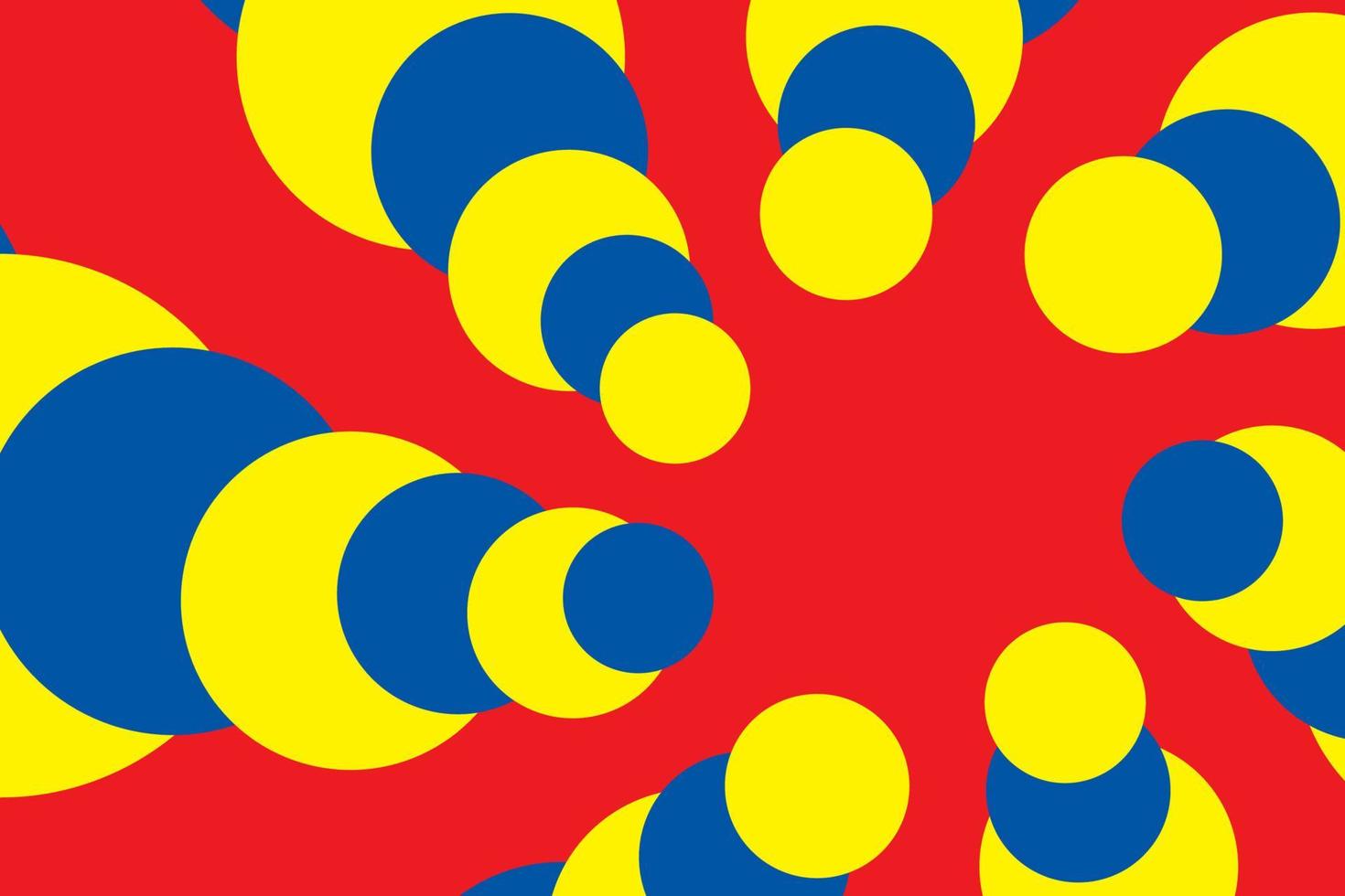Fondo de colores primarios, azul, rojo y amarillo, forma de círculo geométrico. ilustración vectorial. vector