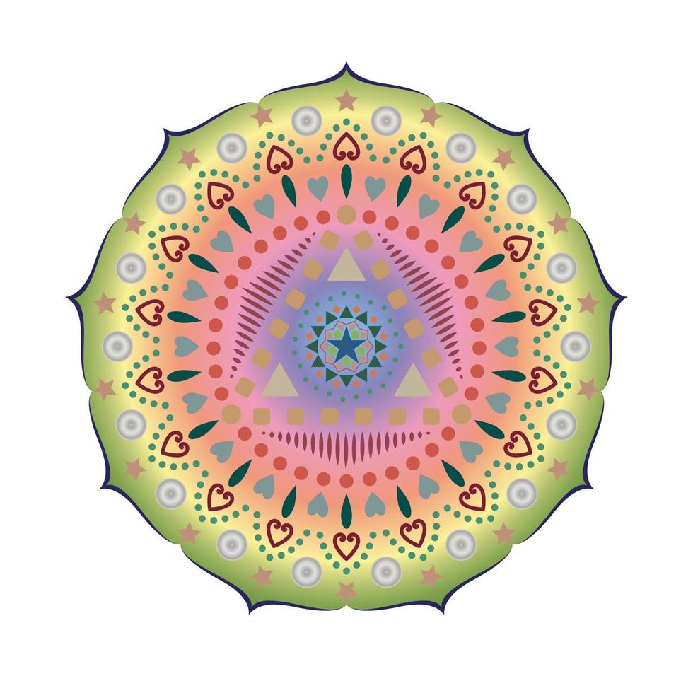 Mandala art with colorful geometric pattern. Vector illustration.