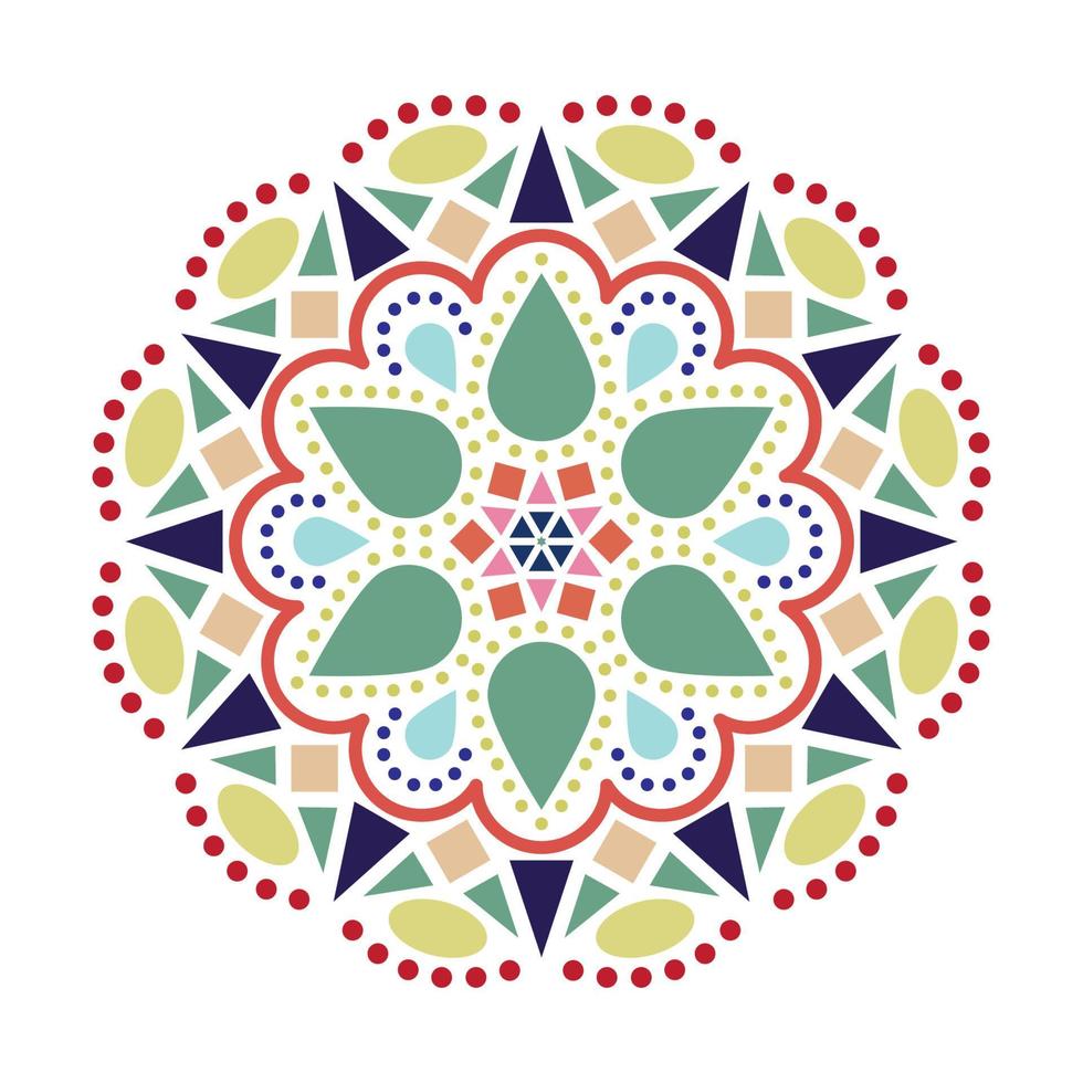 Mandala art with colorful geometric pattern. Vector illustration.
