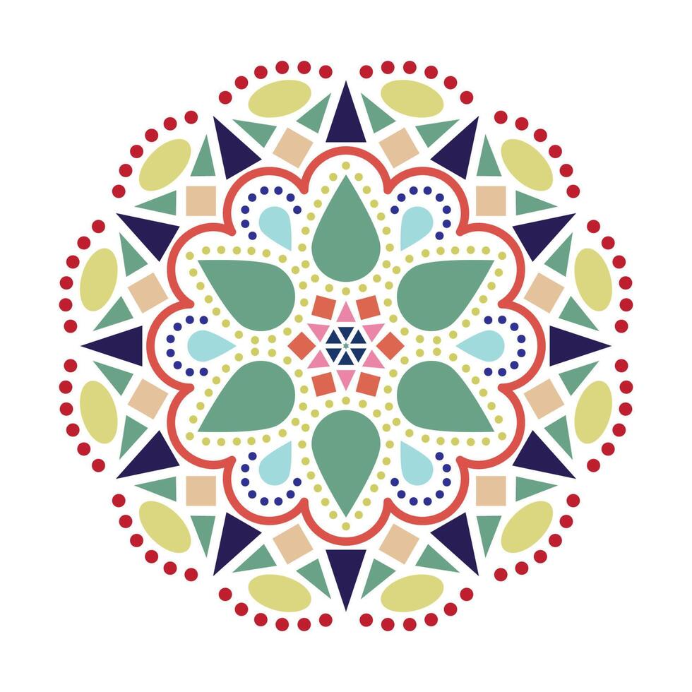 Mandala art with colorful geometric pattern. Vector illustration.
