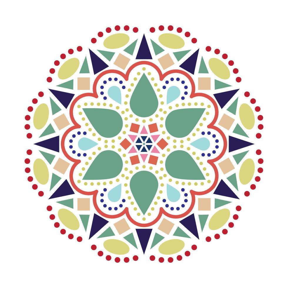 Mandala art with colorful geometric pattern. Vector illustration.