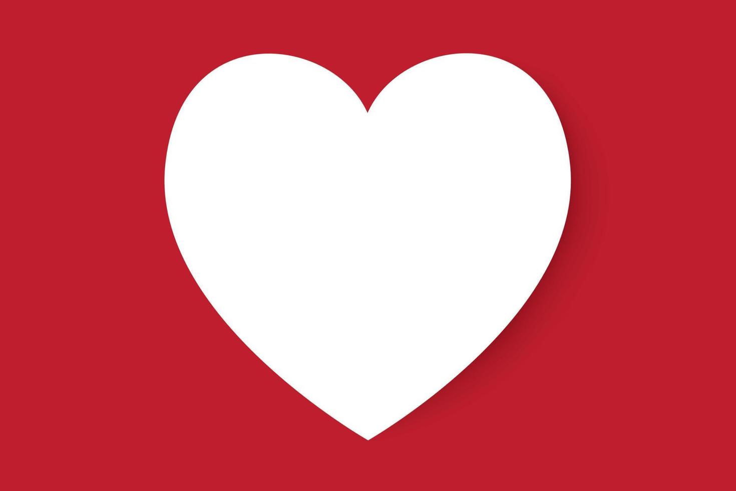 Valentine card, white heart on red background. Vector illustration.