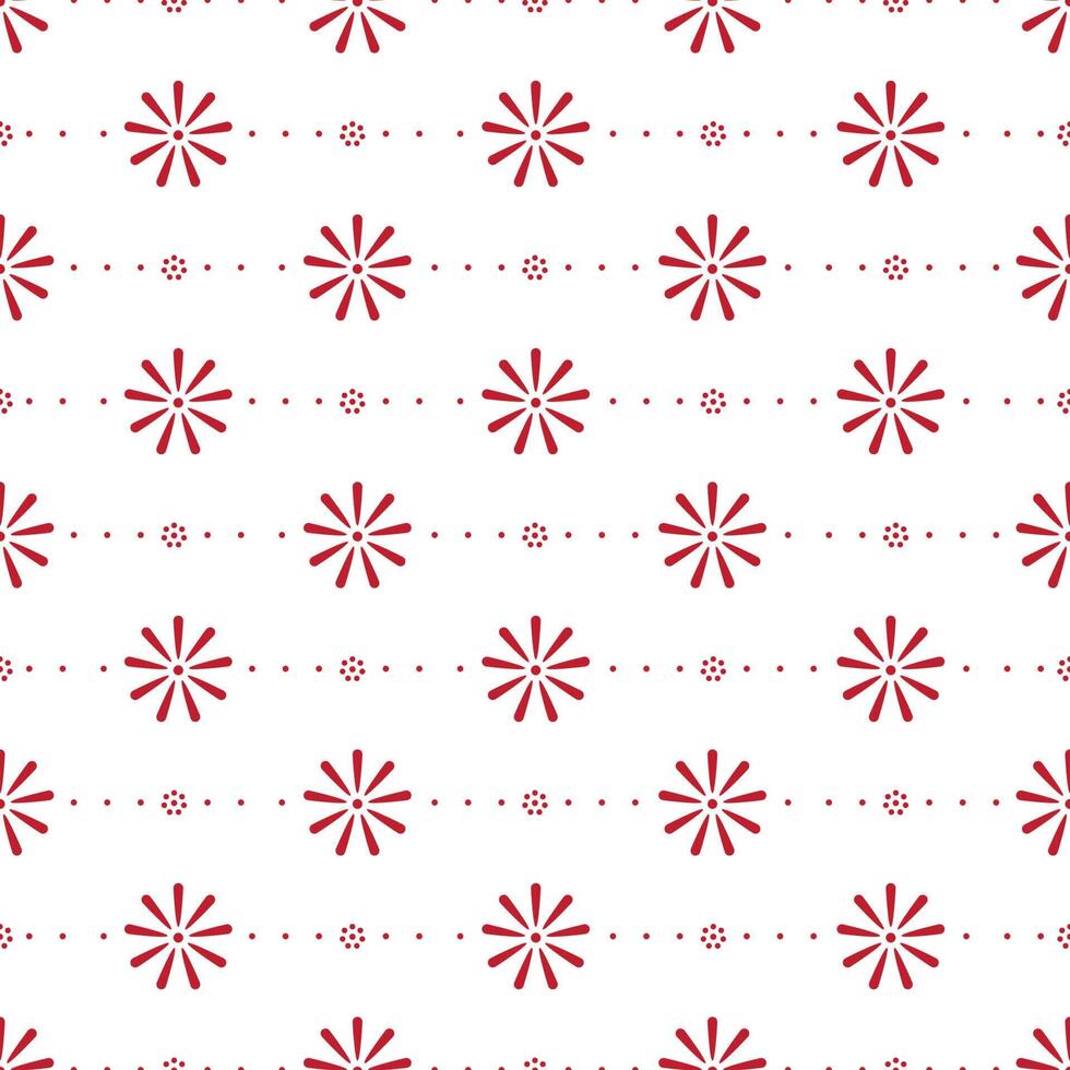 Seamless pattern with red flower on white background. Vector illustration.