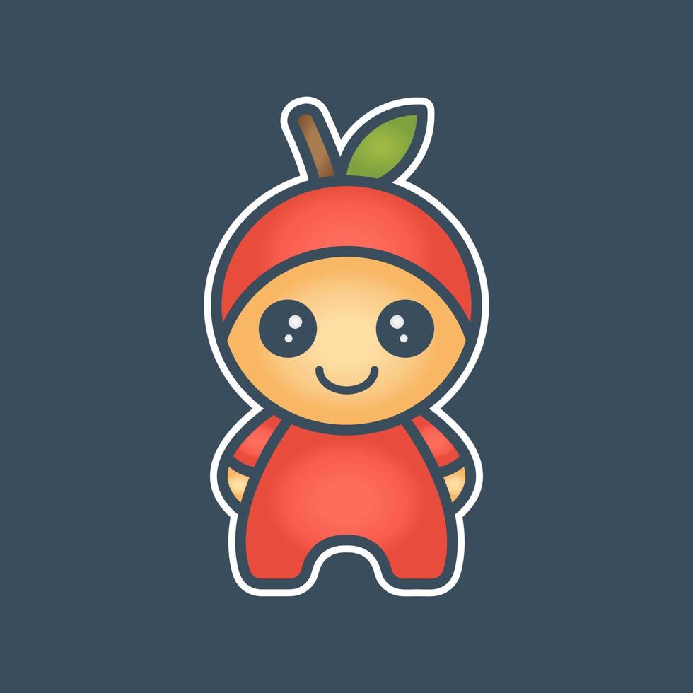 Cute apple mascot vector design
