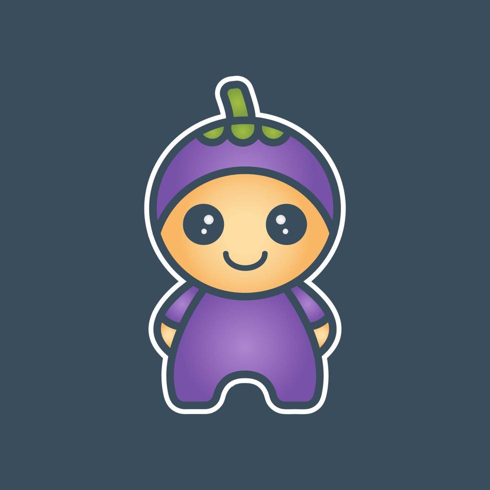 Cute mangosteen  mascot vector design