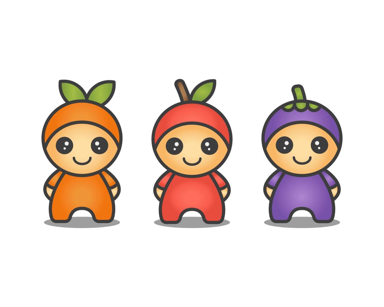 Cute fruit mascot vector