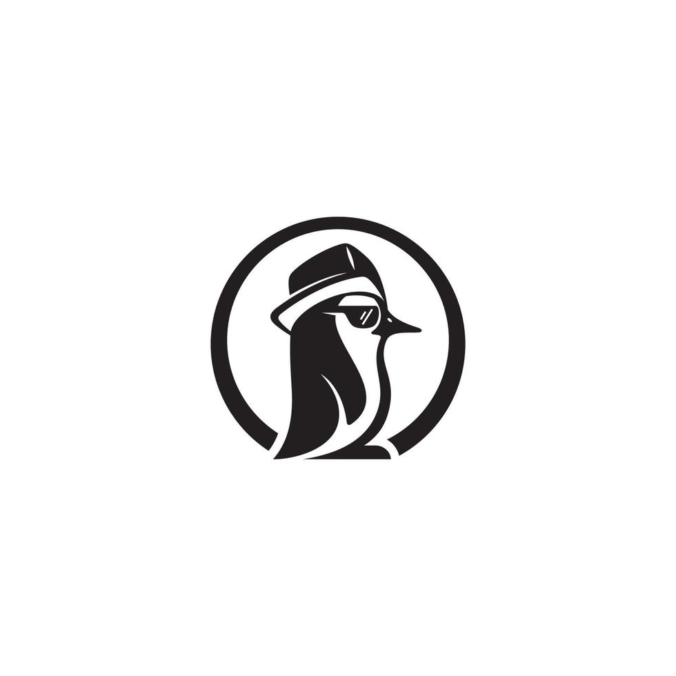 diseño de logotipo o icono de pingüino de hip hop vector