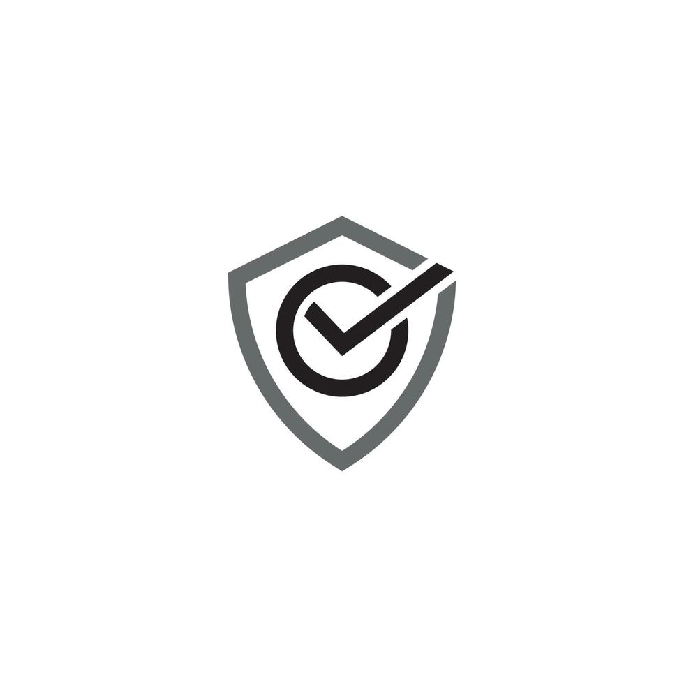 Shield and Check Mark logo or icon design vector